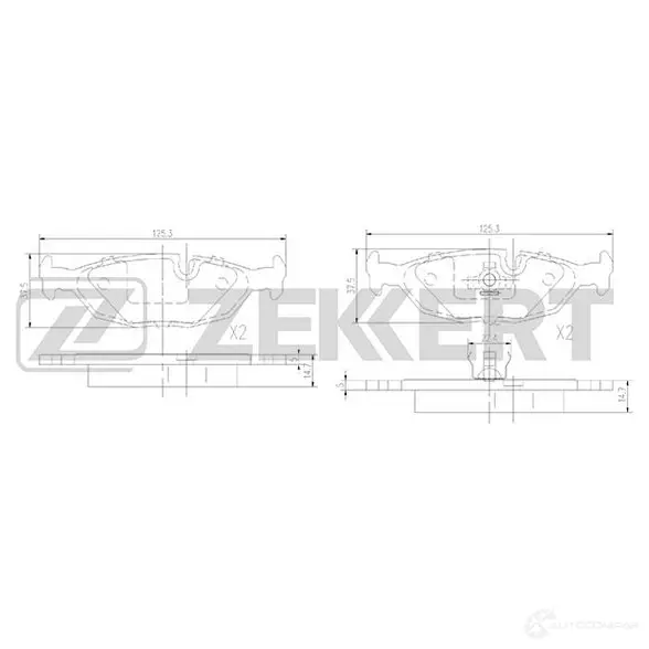 Тормозные колодки дисковые, комплект ZEKKERT 9B PN6IX 1437995765 BS-1385 изображение 0