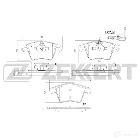 Тормозные колодки дисковые, комплект ZEKKERT 1437995656 BS-1384 IDF87 NF изображение 0