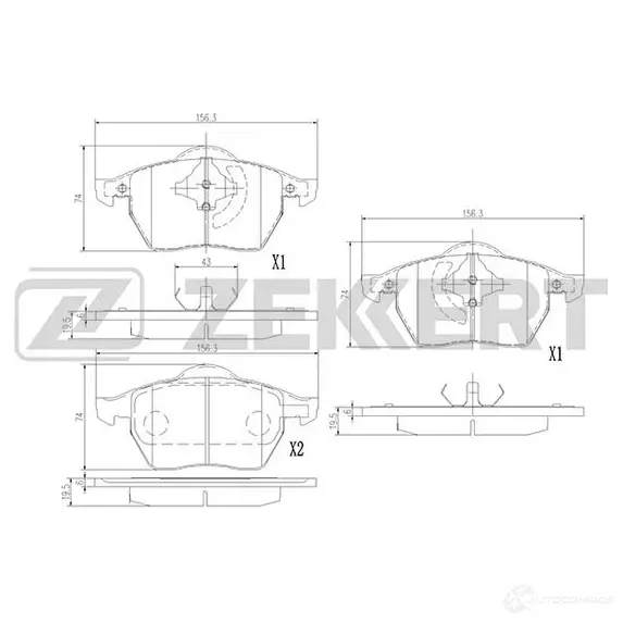 Тормозные колодки дисковые, комплект ZEKKERT BS-1380 ZVJVA F 1437995626 изображение 0