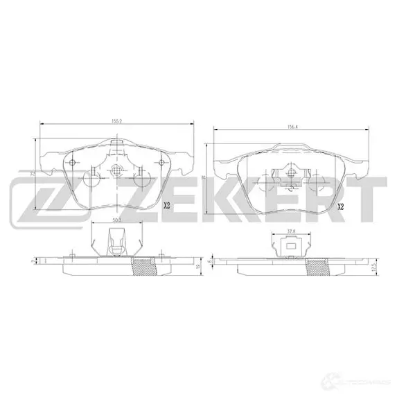 Тормозные колодки дисковые, комплект ZEKKERT BS-1372 VA NTOC 1437995748 изображение 0