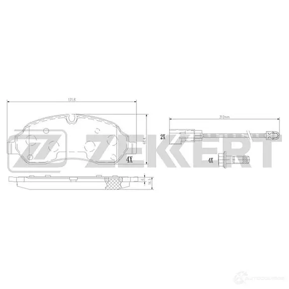Тормозные колодки дисковые, комплект ZEKKERT 4SOX V BS-1368 1437995709 изображение 0