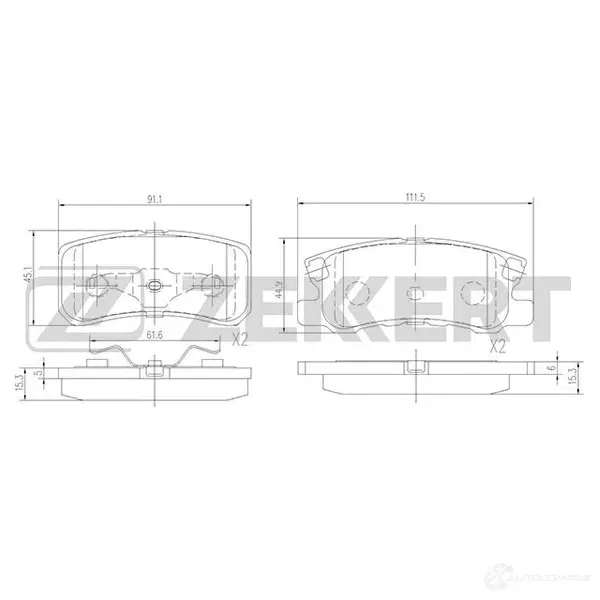 Тормозные колодки дисковые, комплект ZEKKERT 4316295 ZBX PU BS-1359 изображение 0