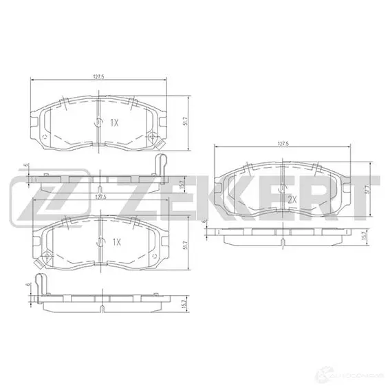 Тормозные колодки дисковые, комплект ZEKKERT BS-1355 7KPN D3X 4316293 изображение 0