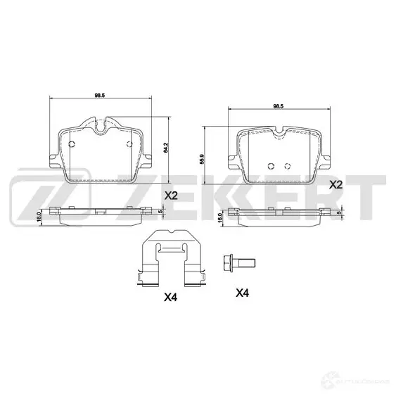 Тормозные колодки дисковые, комплект ZEKKERT BS-1328 WGD6Y9 O 1440205628 изображение 0