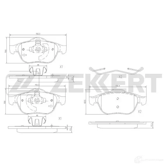 Тормозные колодки дисковые, комплект ZEKKERT 1439902244 5RYRG K BS-1318 изображение 0
