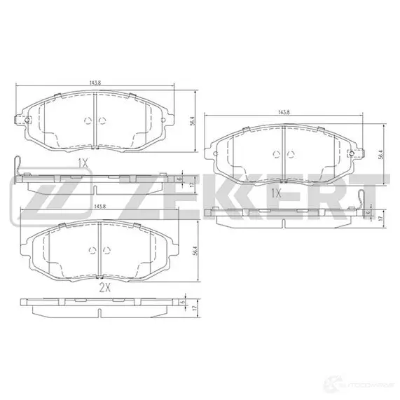 Тормозные колодки дисковые, комплект ZEKKERT W9 JF2 4316286 BS-1313 изображение 0