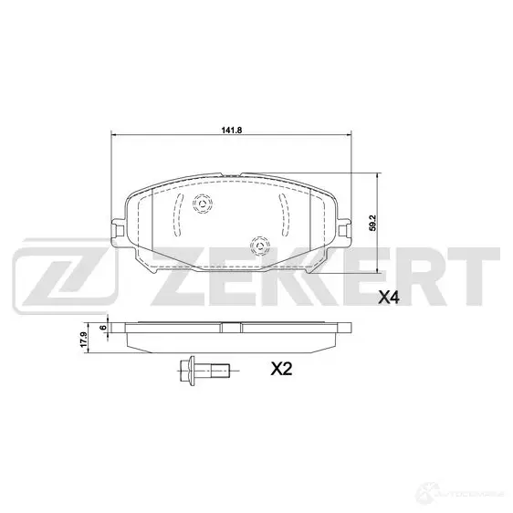 Тормозные колодки дисковые, комплект ZEKKERT TFE1V D 1440205630 BS-1311