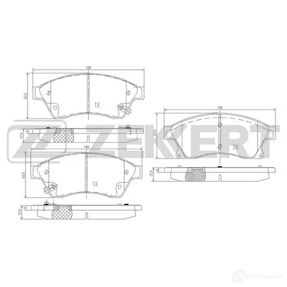 Тормозные колодки дисковые, комплект ZEKKERT FXK KC BS-1301 4316282 изображение 0