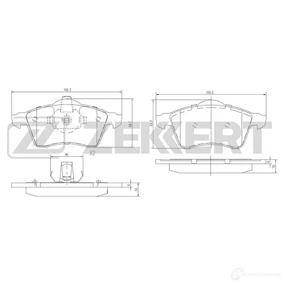 Тормозные колодки дисковые, комплект ZEKKERT 3Y VK61B 4316277 BS-1282