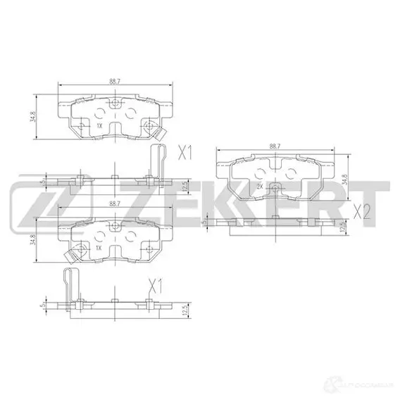 Тормозные колодки дисковые, комплект ZEKKERT Y146E BI 1275142199 BS-1259 изображение 0