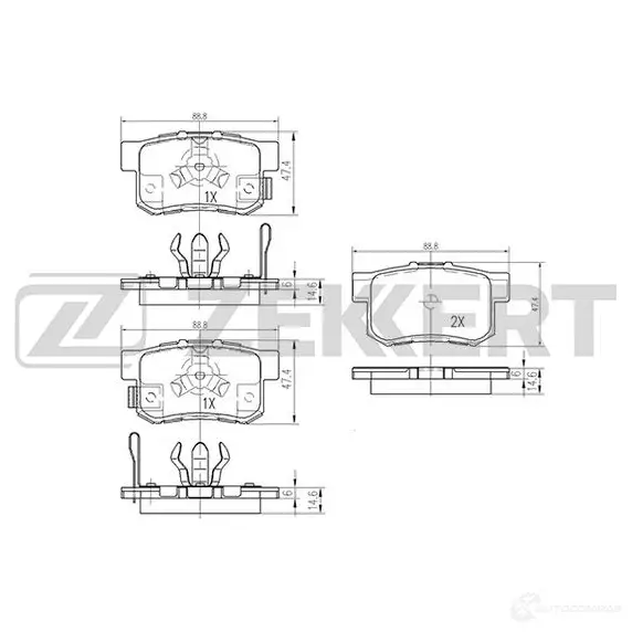 Тормозные колодки дисковые, комплект ZEKKERT 3DZR1 N 4316266 BS-1258 изображение 0