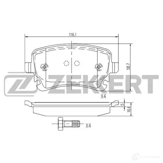 Тормозные колодки дисковые, комплект ZEKKERT 4316265 X N6LE BS-1256 изображение 0