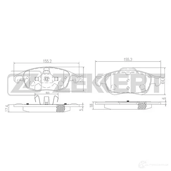Тормозные колодки дисковые, комплект ZEKKERT 4316263 0NM5 4 BS-1254 изображение 0