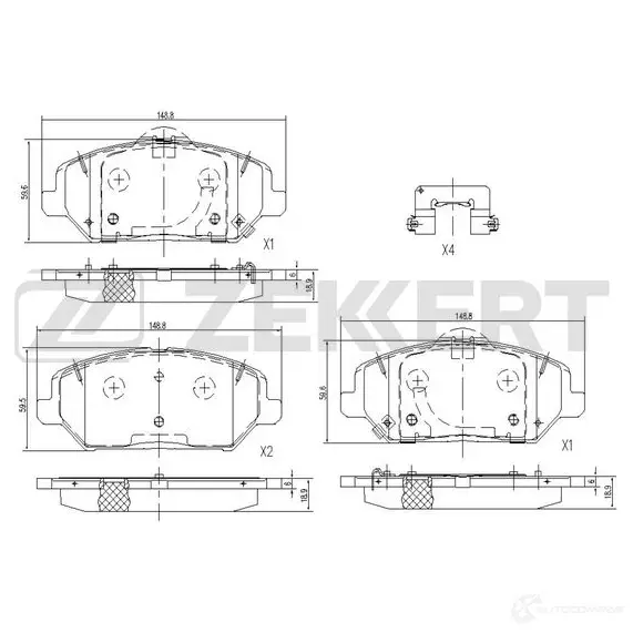 Тормозные колодки дисковые, комплект ZEKKERT BS-1236 1439902230 YREI7O 1