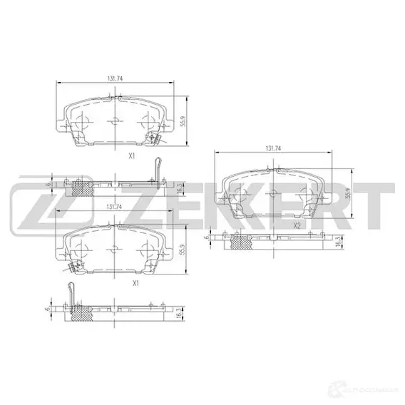 Тормозные колодки дисковые, комплект ZEKKERT BS-1227 4316240 NF E3MH изображение 0