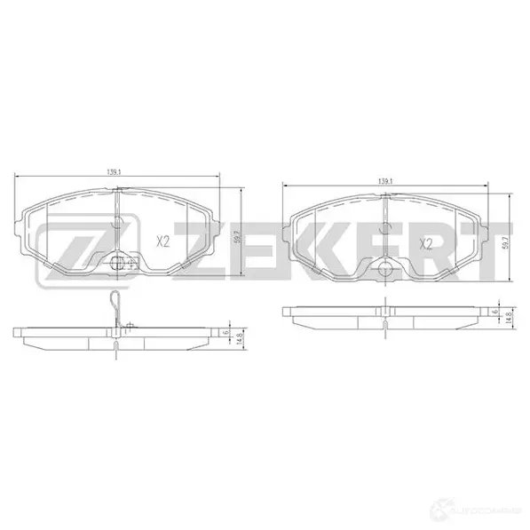 Тормозные колодки дисковые, комплект ZEKKERT V2NMD A 4316233 BS-1220 изображение 0