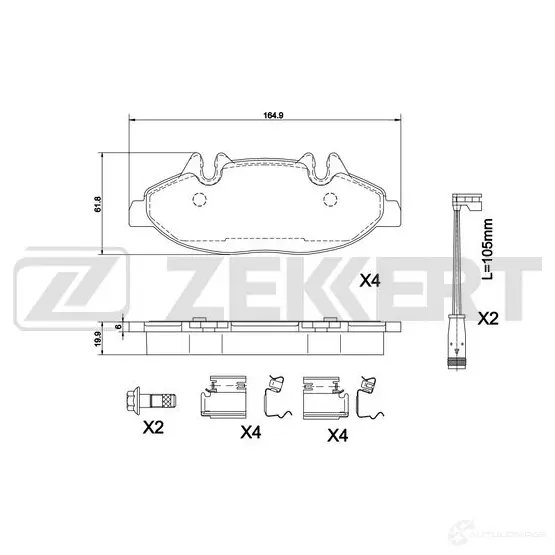 Тормозные колодки дисковые, комплект ZEKKERT 48 V5B BS-1213 1439902229 изображение 0