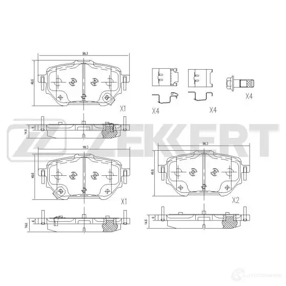 Тормозные колодки дисковые, комплект ZEKKERT 0XXA 1Q BS-1183 1439902219