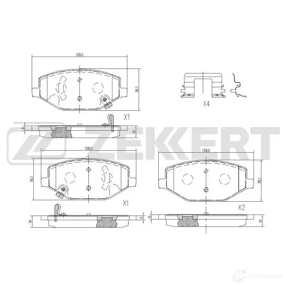 Тормозные колодки дисковые, комплект ZEKKERT 1439902218 BS-1182 XFG14 RN
