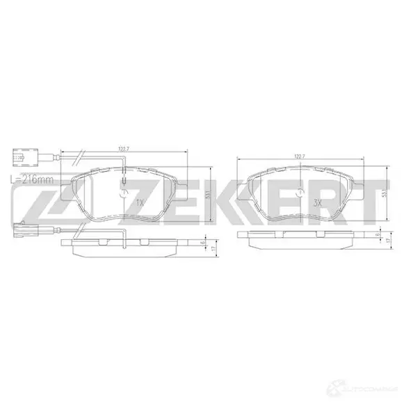 Тормозные колодки дисковые, комплект ZEKKERT 4316220 BS-1167 Y8 CPC изображение 0