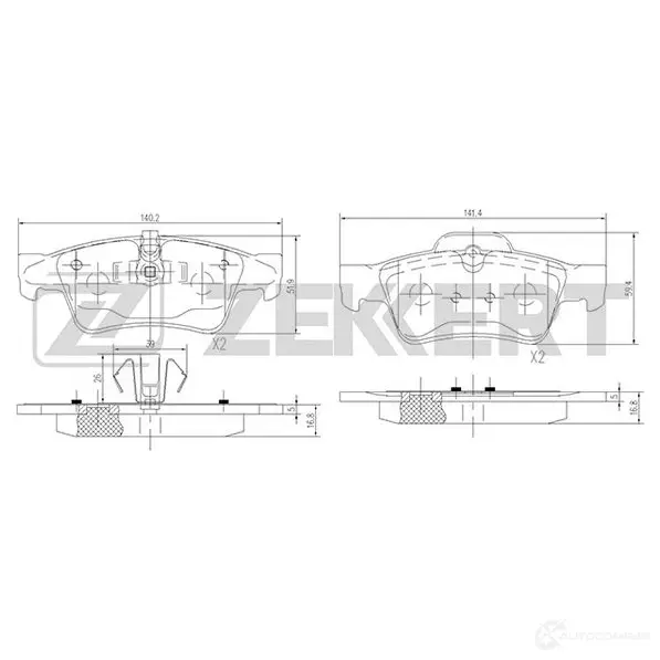 Тормозные колодки дисковые, комплект ZEKKERT BS-1145 4316200 8 HE53 изображение 0