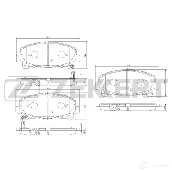 Тормозные колодки дисковые, комплект ZEKKERT BS-1134 4316190 HHM4 4R