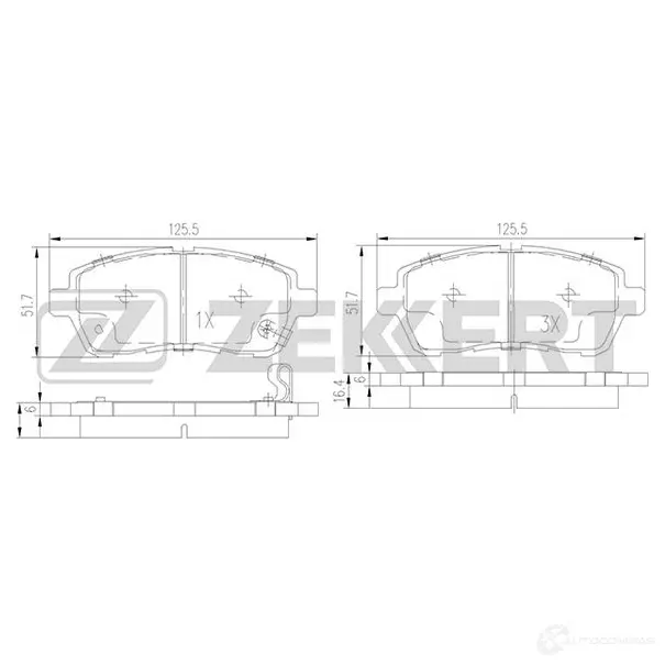 Тормозные колодки дисковые, комплект ZEKKERT BS-1130 4316188 3KO6 T