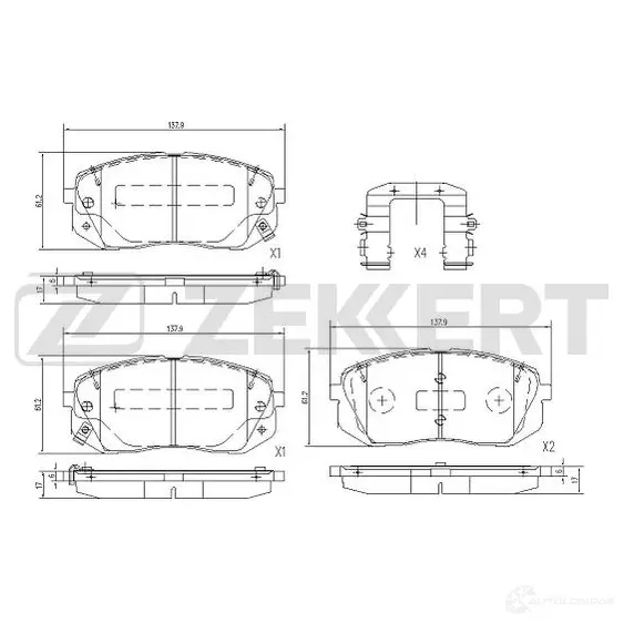 Тормозные колодки дисковые, комплект ZEKKERT BS-1122 1439902199 8V2 G2O
