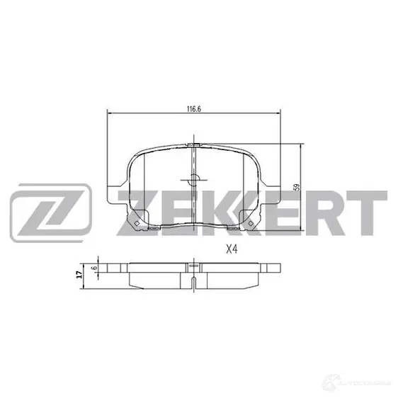 Тормозные колодки дисковые, комплект ZEKKERT BS-1116 4316180 63XQ V изображение 0