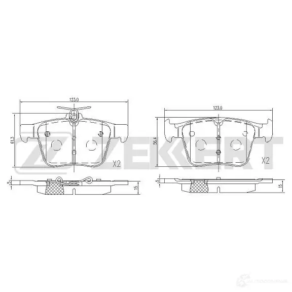 Тормозные колодки дисковые, комплект ZEKKERT 1439902196 BS-1114 K 35CDW изображение 0