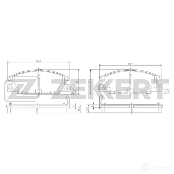 Тормозные колодки дисковые, комплект ZEKKERT 1275140041 FLGVYQ 7 BS-1101 изображение 0