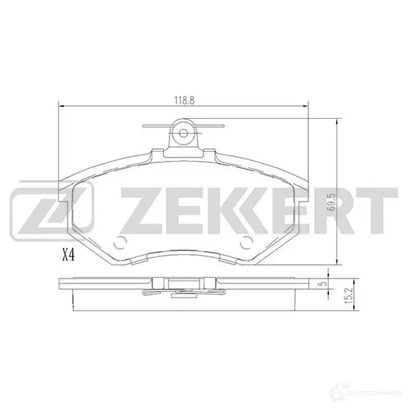 Тормозные колодки дисковые, комплект ZEKKERT S0 EUJBJ BS-1097 4316168