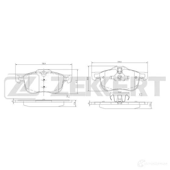 Тормозные колодки дисковые, комплект ZEKKERT BS-1087 1439902188 NNI L7D
