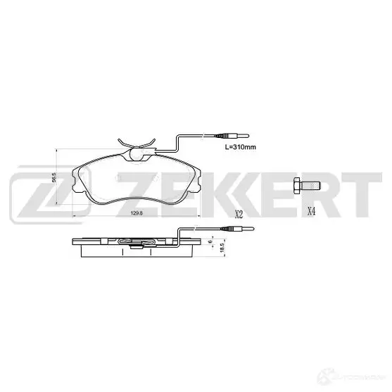 Тормозные колодки дисковые, комплект ZEKKERT 1439902180 BS-1070 ZWD JB