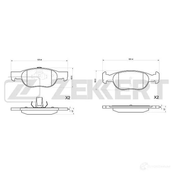 Тормозные колодки дисковые, комплект ZEKKERT CS1P JTT BS-1045 1439902176