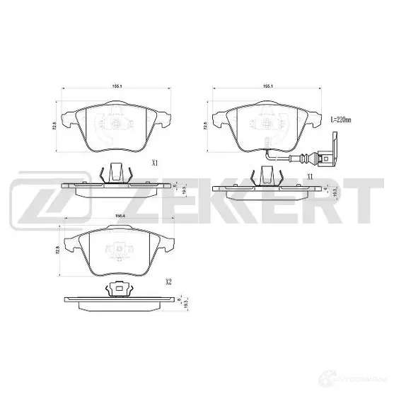 Тормозные колодки дисковые, комплект ZEKKERT 1439902168 DZ8 5XGW BS-1036