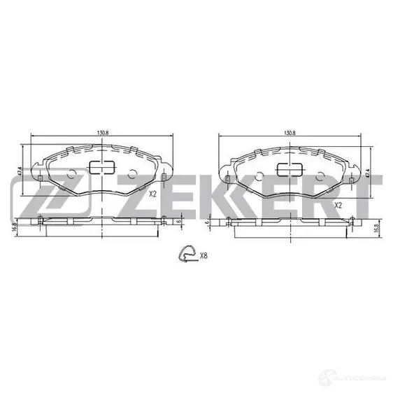 Тормозные колодки дисковые, комплект ZEKKERT 4316164 BS-1034 VN9 FM изображение 0