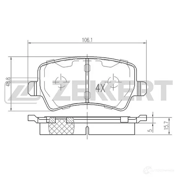 Тормозные колодки дисковые, комплект ZEKKERT O P3TY BS-1030 1275139637