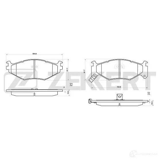 Тормозные колодки дисковые, комплект ZEKKERT 3 A8KOM BS-1025 1439902161