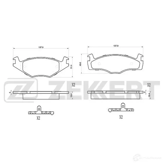 Тормозные колодки дисковые, комплект ZEKKERT 1439902159 BS-1023 D MS82S изображение 0