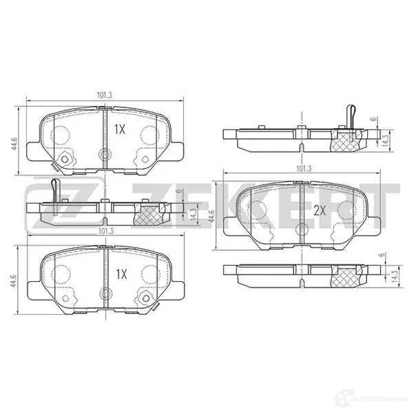 Тормозные колодки дисковые, комплект ZEKKERT L 7343 BS-1014 4316154