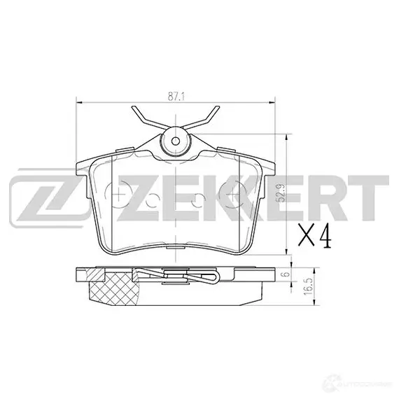 Тормозные колодки дисковые, комплект ZEKKERT O KA0FI 4316152 BS-1012