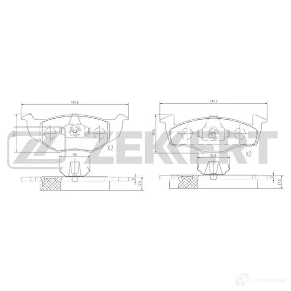Тормозные колодки дисковые, комплект ZEKKERT JU JDF BS-1011 4316151