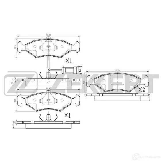 Тормозные колодки дисковые, комплект ZEKKERT 4316150 GE2 1KY BS-1010 изображение 0