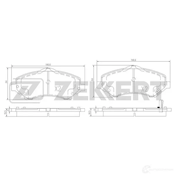 Тормозные колодки дисковые, комплект ZEKKERT BS-1008 012 1Q 4316148 изображение 0