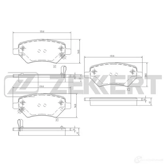 Тормозные колодки дисковые, комплект ZEKKERT BS-1001 93 PN6 4316143 изображение 0