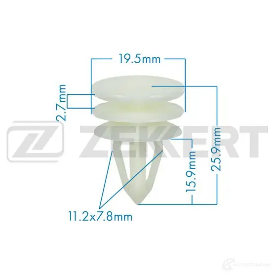 Клипса ZEKKERT 1440207569 BE-1757 ZHZ G3P изображение 0