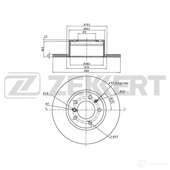 Тормозной диск ZEKKERT KY WFZ6 4316497 BS-5018