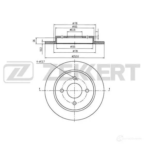 Тормозной диск ZEKKERT BS-5040 4316518 M 67SXYQ изображение 0