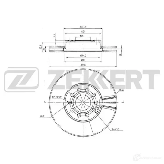 Тормозной диск ZEKKERT 56 0DN 1438357685 BS-5043B